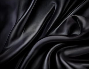 Fototapeta premium Elegant Black Silk Fabric Texture with a Shiny, Luxurious Surface