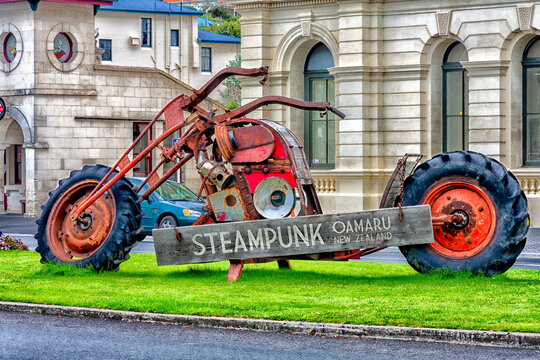 Steampunk bike, Oamaru, South Island, New Zealand