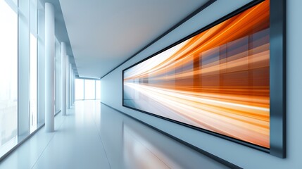 Office wall with Productivity poster, professionals moving quickly, vibrant colors, digital rendering, efficient work environment