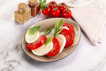 Italian caprese salad with mozzarella