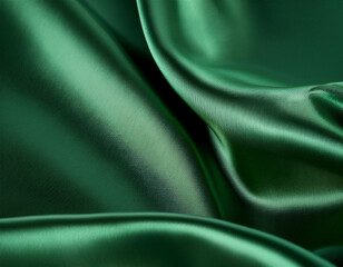 Deep Forest Green Silk Fabric Texture with a Rich, Glossy Surface
