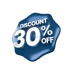 3d sales blue and white discount price tag for composition 30 percent, amazing for product promotion