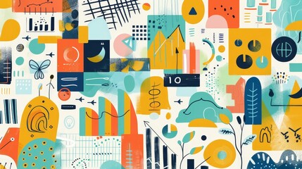 Abstract Growth and Data Visualization - A vibrant abstract illustration symbolizing growth, data analysis, innovation, creativity, and progress.