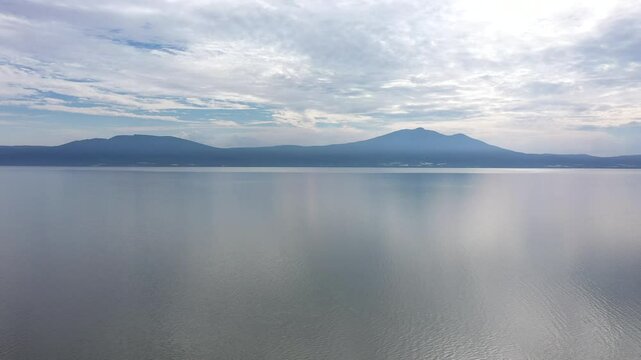 Afternoon aerial view of Lake Chapala, Ajijic, Jalisco, Mexico.