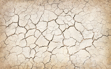 Texture of the dried earth with clay and sand, close-up or Brown dry soil or cracked ground texture background.