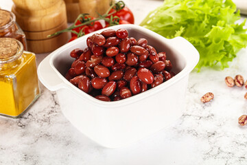 Canned red beans in the bowl