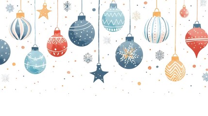 Hand-drawn hanging Christmas baubles