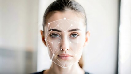 Secure Face ID Technology Background – Futuristic design highlighting secure face ID features.
