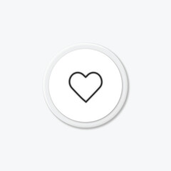Heart icon. 3D button with circles. Vector illustration