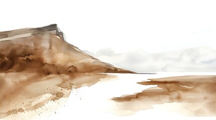 Watercolor neutral minimalist landscape illustration