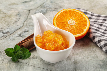 Tasty homemade Orange jam in the bowl