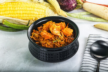 Indian cuisine - Biryani rice with prawn