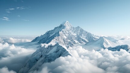 Obraz premium A bird's-eye view of a majestic mountain range with snow-capped peaks.
