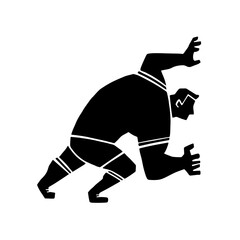 ラグビー選手の全身のシルエットイラスト