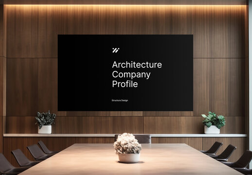  Screen Meeting Room TV Mockup With Generative AI