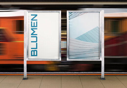 Train Station Ad Signs Mockup With Generative AI
