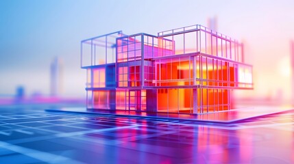 Futuristic Tech-Driven Construction Structures in Analogous Color Scheme