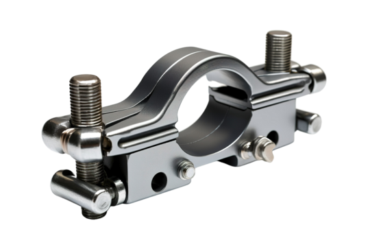 A Silver Clamp With Adjustable Screws, Ready to Securely Mount Anything on a Clear PNG or White Background.