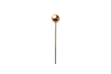 A Single Rose Gold Spoon Rests on a White Background on a Clear PNG or White Background.
