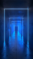 Empty blue corridor