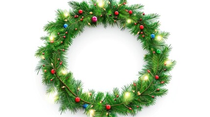 Christmas Wreath with Lights and Ornaments