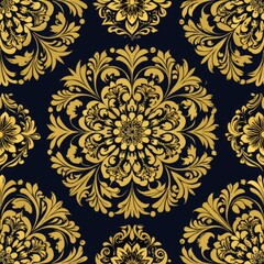 Fototapeta premium seamless pattern of Renaissance medallions, showcasing classical motifs and scrollwork, Generative AI
