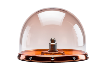 A Copper-Rimmed Glass Dome for Displaying Treasures on a Clear PNG or White Background.