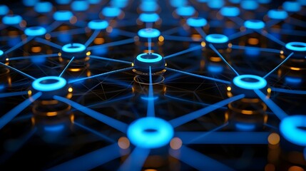 Glowing Blue Abstract Network Symbolizing Digital Communication in Business
