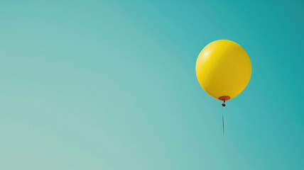 Obraz premium Yellow balloon floating against clear blue sky