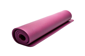 A Rolled Up Purple Yoga Mat Ready for a Relaxing Session on a Clear PNG or White Background.