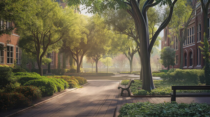 Obraz premium illustration of park at a campus
