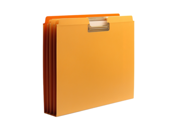 A Stack of Yellow Files Ready for Organizing Documents on a Clear PNG or White Background.