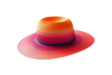 Whimsical Harmony: Pink and Orange Hat Dance on White or PNG Transparent Background.