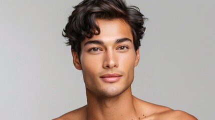 A man with a muscular build is posing for a picture without wearing a shirt, showcasing his physique