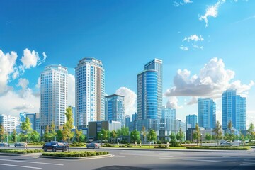 Modern Commercial Real Estate. Urban Business Buildings