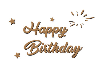 Happy Birthday. Beautiful greeting card poster with calligraphy black text Word star fireworks. Hand drawn, design elements. Handwritten modern brush lettering on a white background isolated vector.