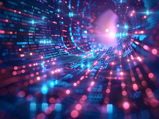 Obraz premium Glowing Digital Transformation Concept with Flowing Data Streams and Business Analytics