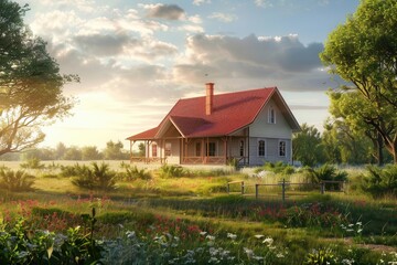 Serene Countryside Landscape. Tranquil rural setting