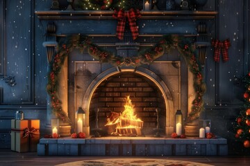 Obraz premium Cozy Fireplace. Providing warmth and comfort concept