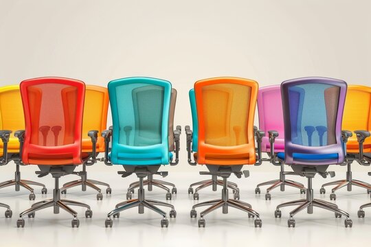 Modern office with colorful chairs sleek and vibrant design contemporary and organized workspace