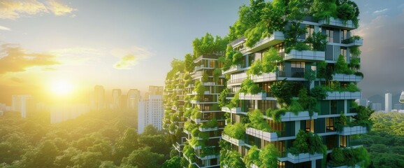 Sustainable Living in Urban Spaces. Green real estate emphasizes environmentally friendly design.