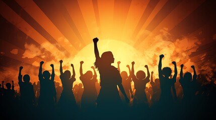 Diverse hands raised in fists, symbolizing unity, strength, and protest.