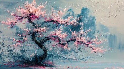 beautiful view of cherry blossom trees