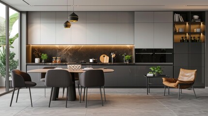 Modern Kitchen with Dining Area and Comfortable Seating