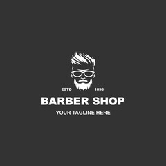 Simple barber shop logo design vector isolated on black background