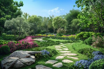Tranquil Oasis. Serene garden landscape design