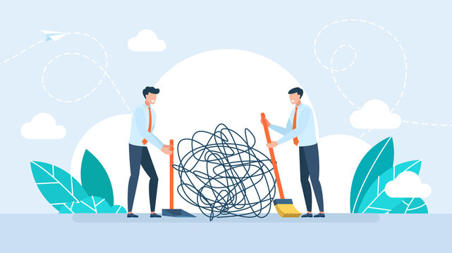 Psychotherapy, problem solving, depression, psychologist and client. Getting rid of bad thoughts, concept mental and psychological hygiene. Psychotherapist to help cleanse brain. Flat illustration