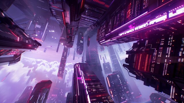 Experience a stunning 360 VR journey through a futuristic city with advanced tech and vibrant life.