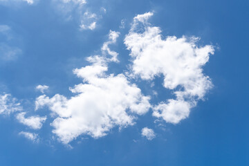 Beautiful blue sky with strange shape of clouds in the morning or evening used as natural background texture in decorative art work