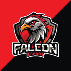 Falcon mascot esport logo design with shield